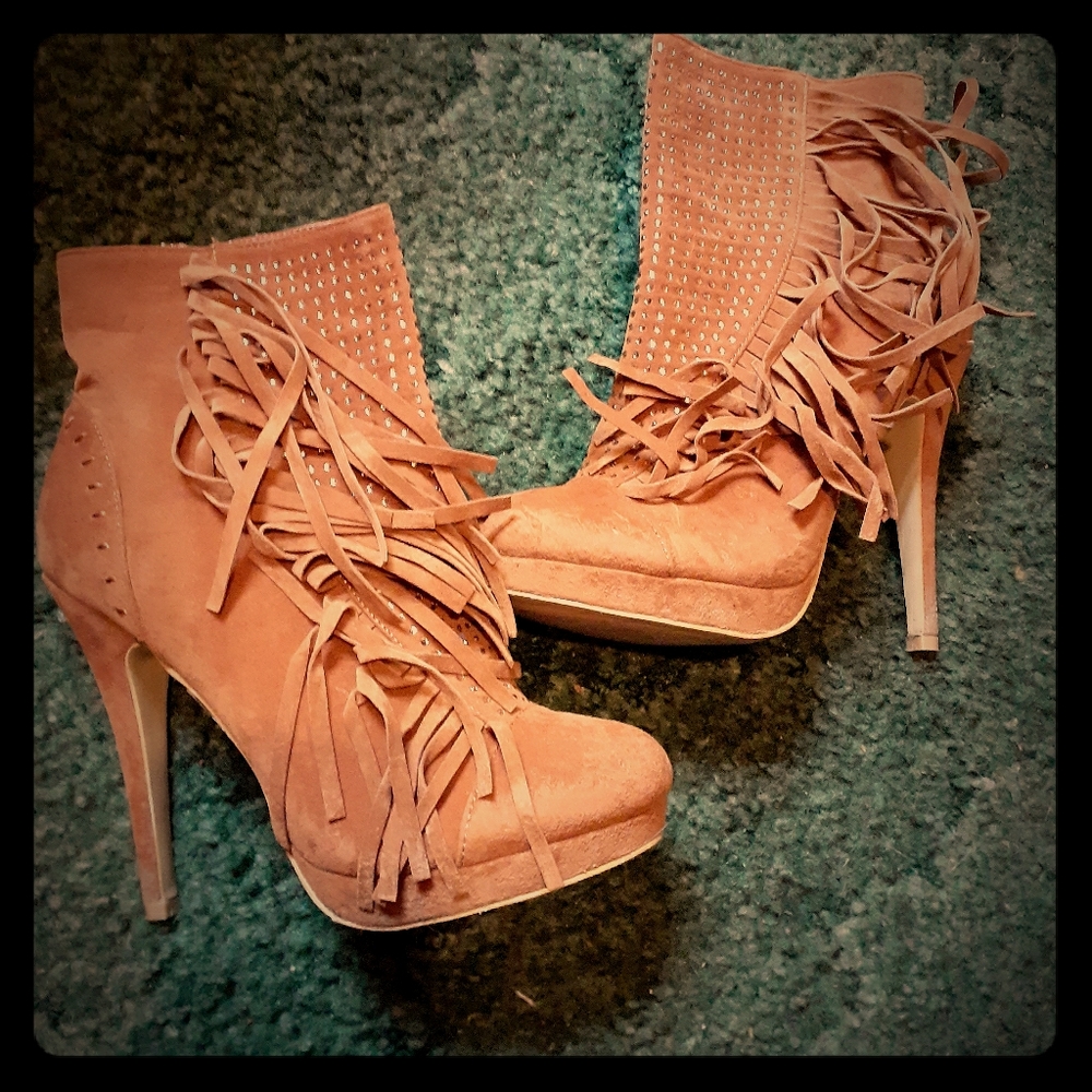Boots-Fringed 4" heeled